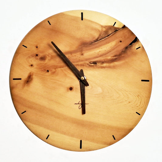 Wanduhr Zirbe Massivholz - ca. 25 - 30,6 cm