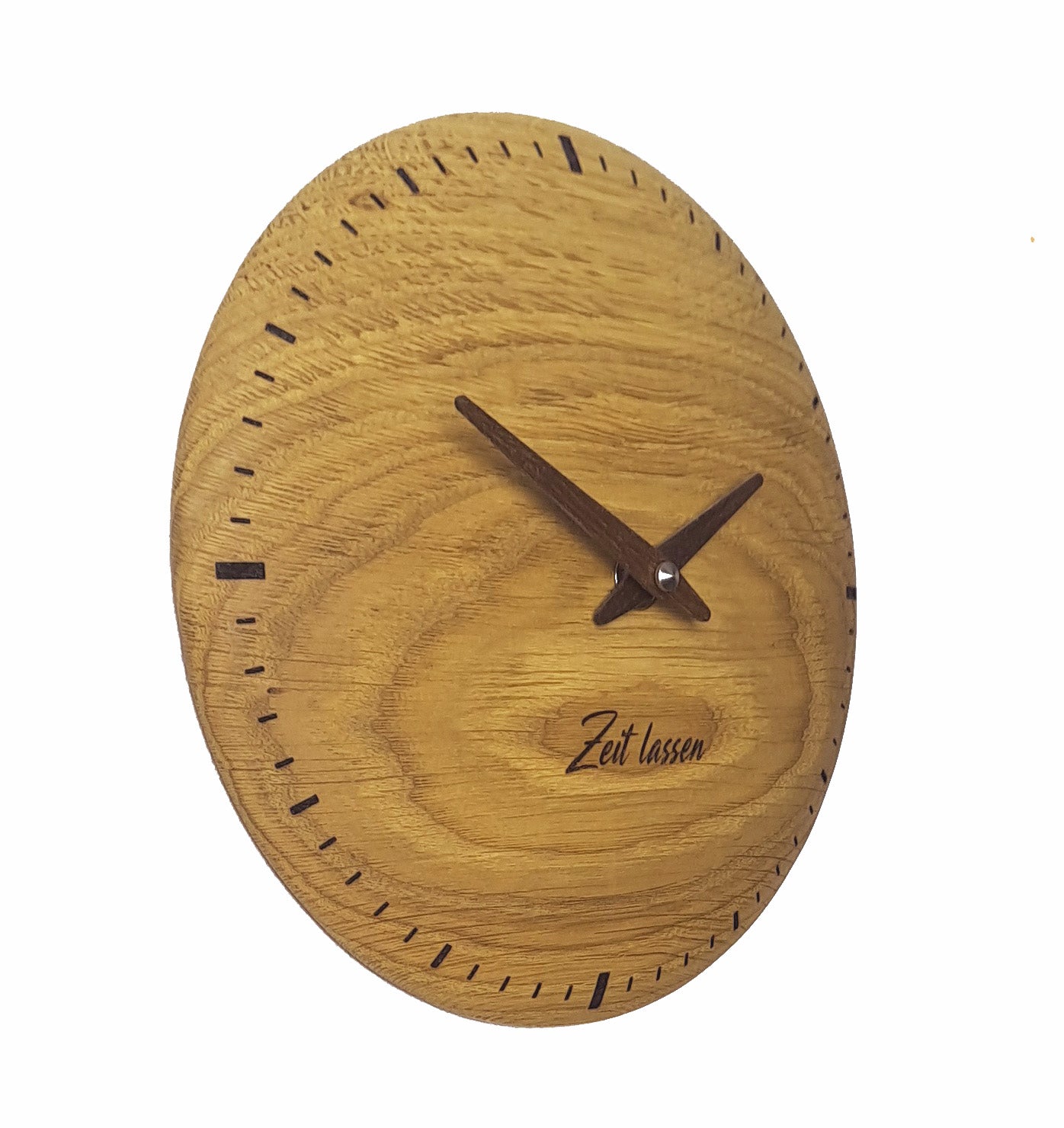 Holz Wanduhr Eiche 'Zeit lassen' ca. 20-22 cm