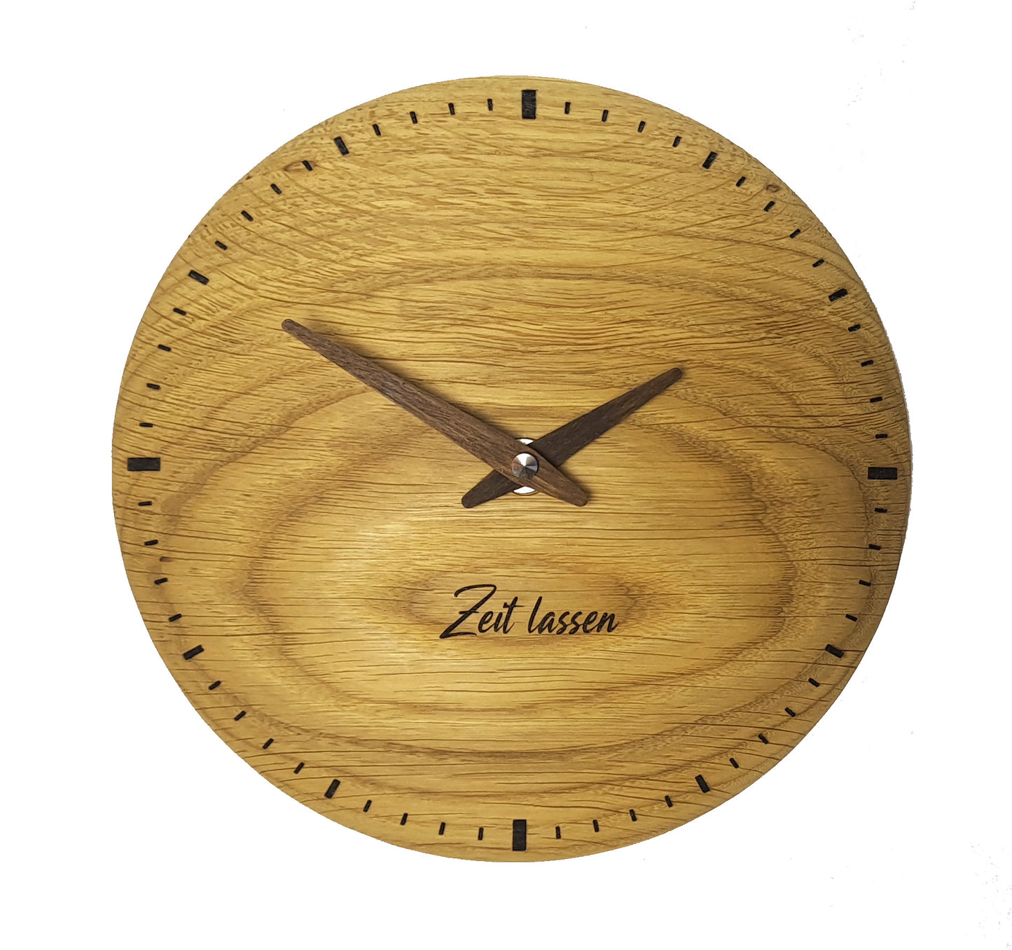 Holz Wanduhr Eiche 'Zeit lassen' ca. 20-22 cm