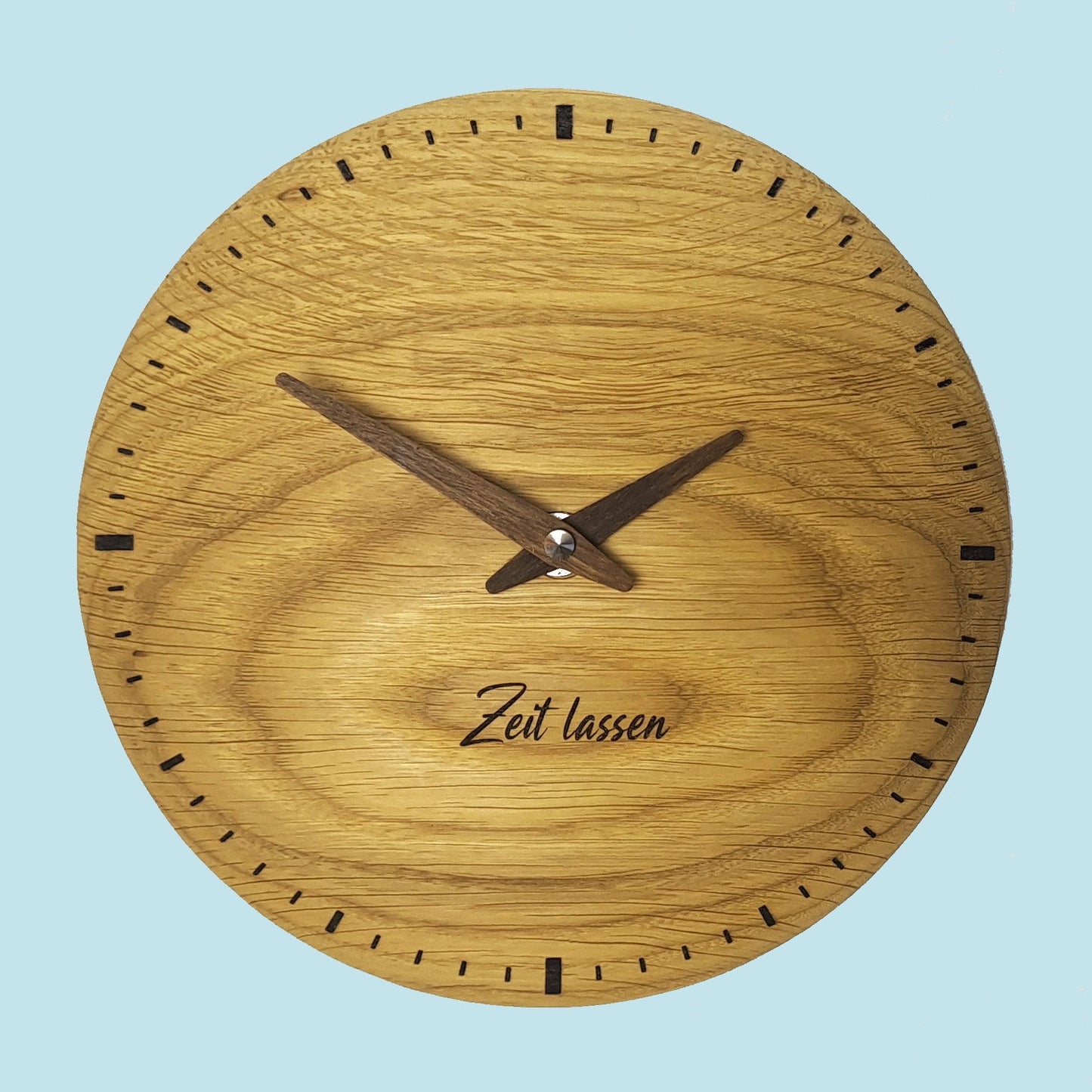 Holz Wanduhr Eiche 'Zeit lassen' ca. 20-22 cm