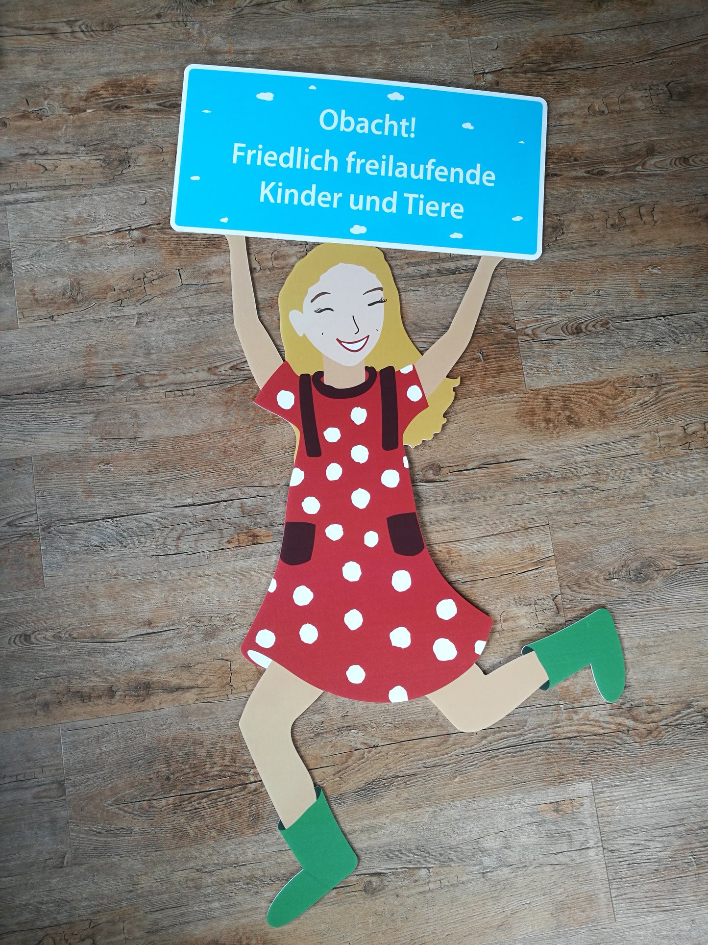 Mädchen Warnschild Straßenverkehr