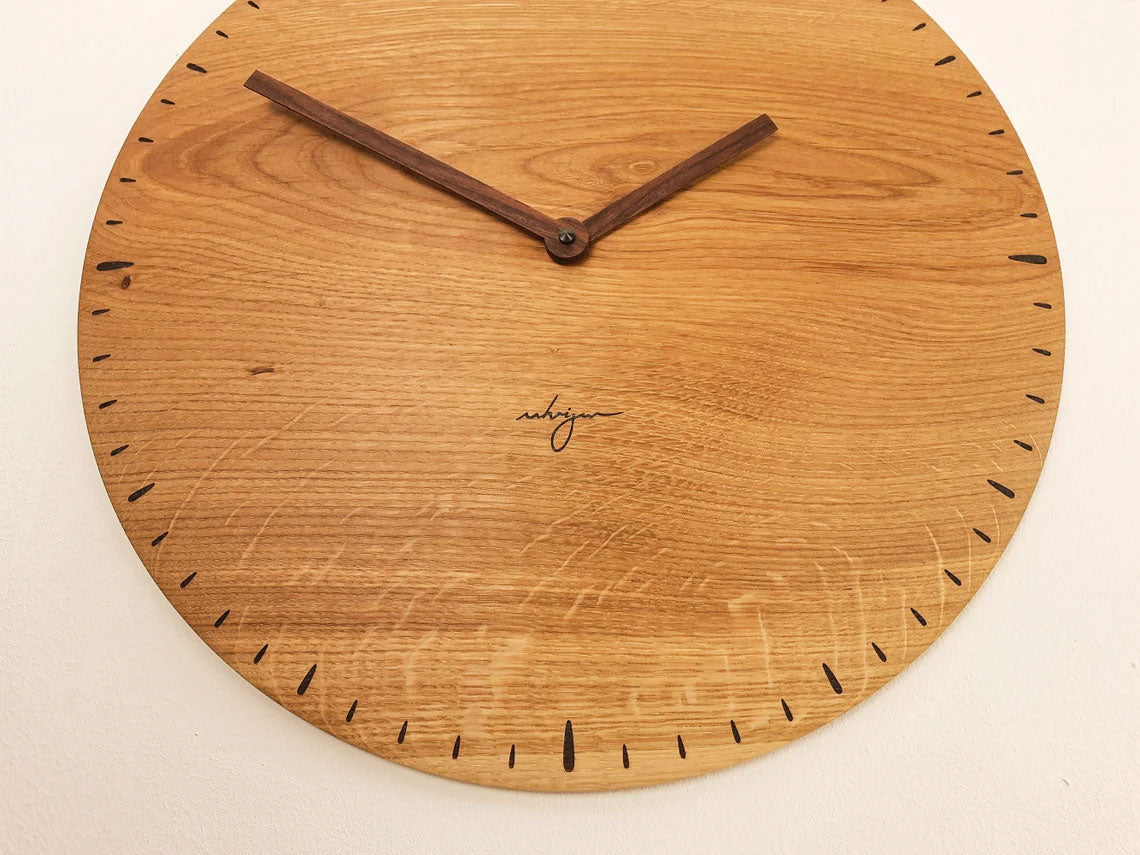 Holz Wanduhr Eiche rustikal groß