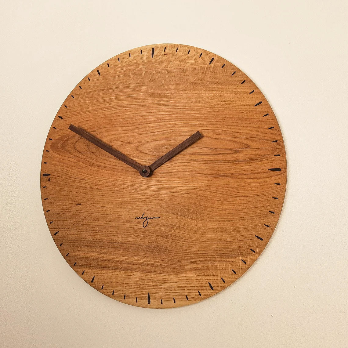 Holz Wanduhr Eiche rustikal groß