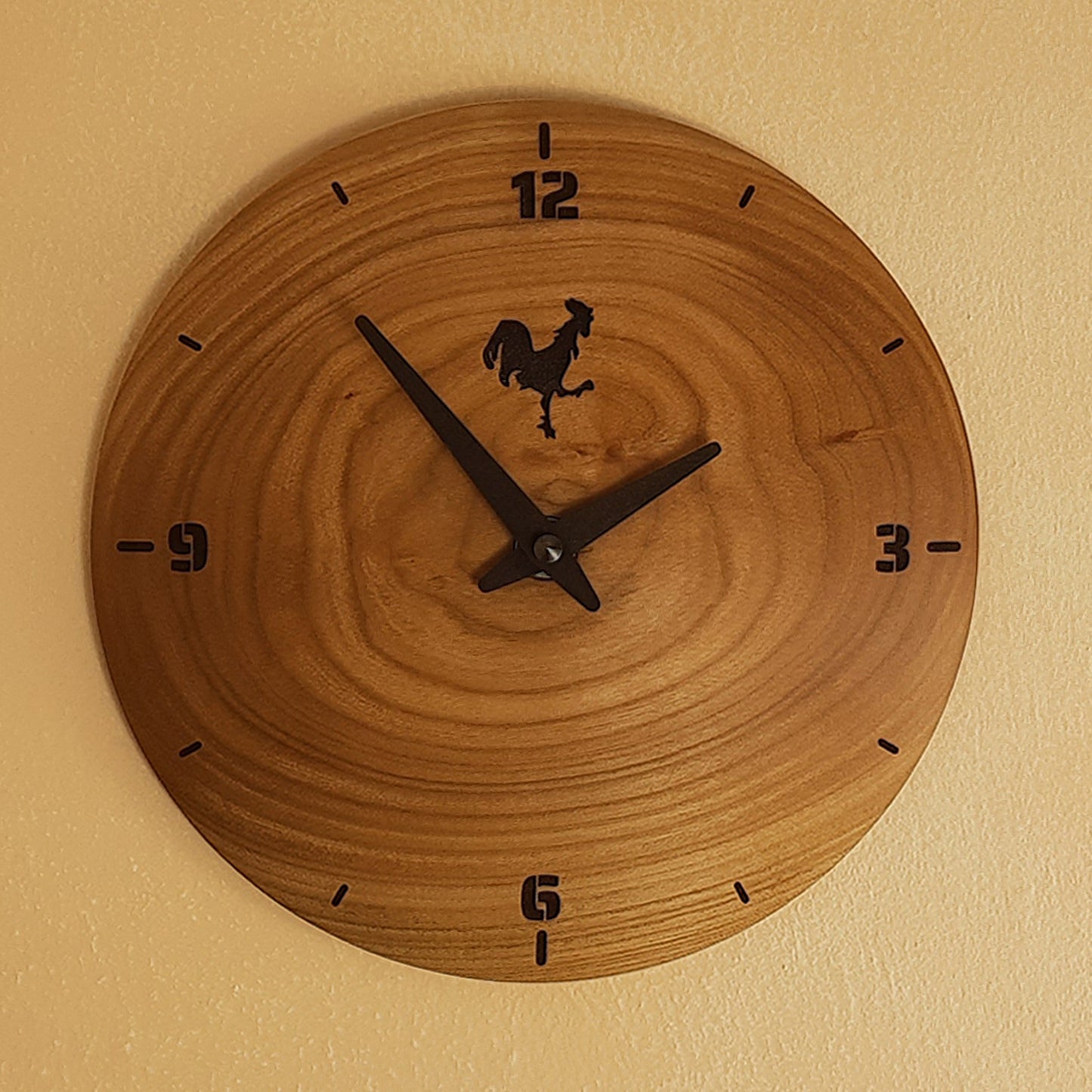 Holz Wanduhr Kinder Gockel Motiv